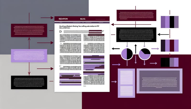 pdf document redaction blog article using purple black grey and white colors