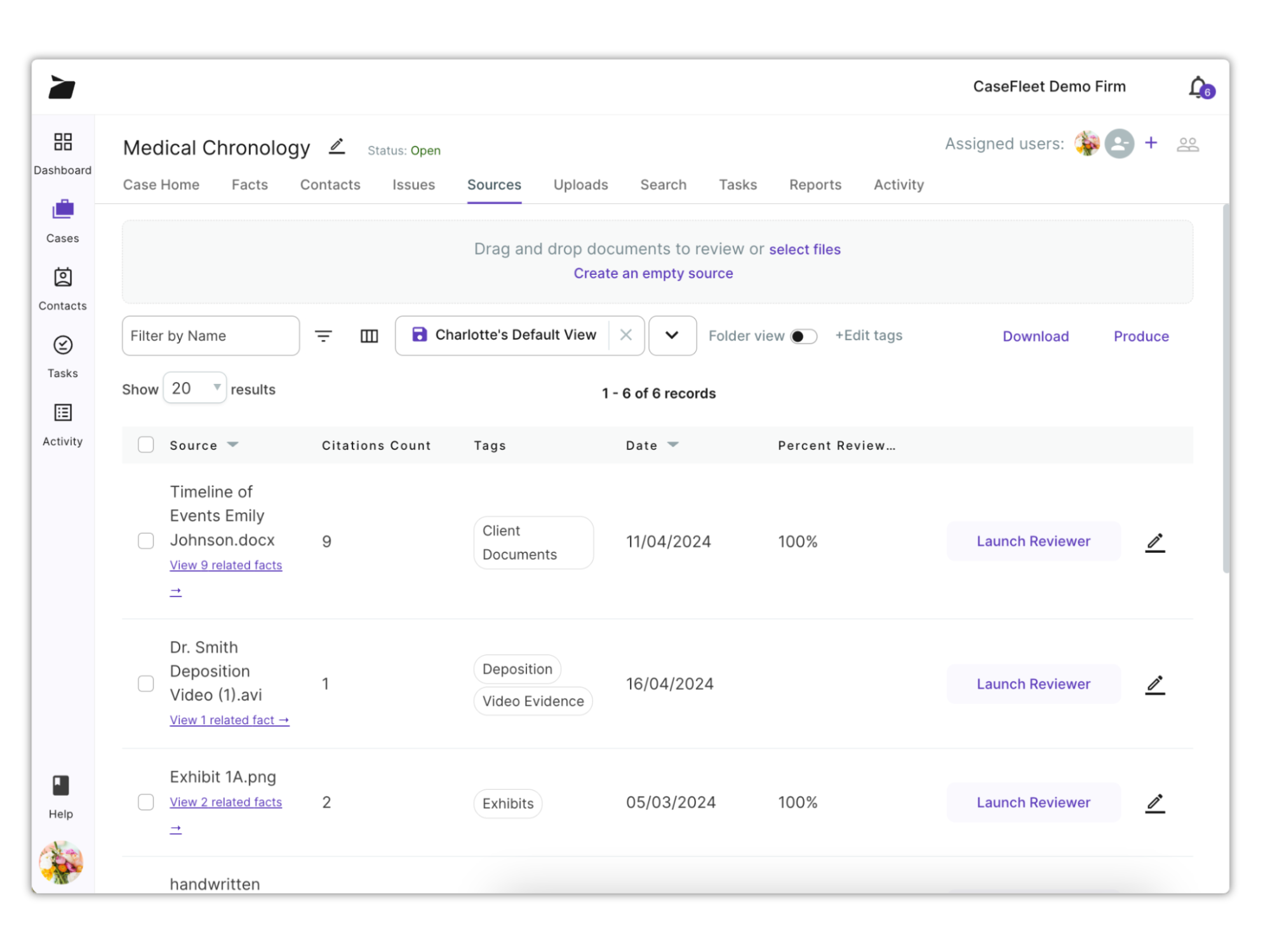 V2 Casefleet Sources Tab Document Management